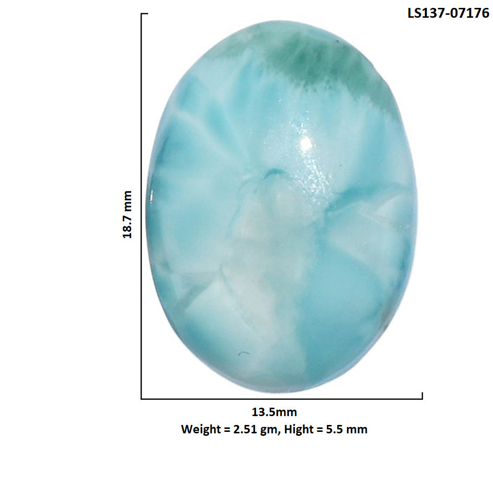 Larimar (Dominican Republic) 13.5x18.7x5.5 mm Oval Shape Polished Gemstone LS137-07176