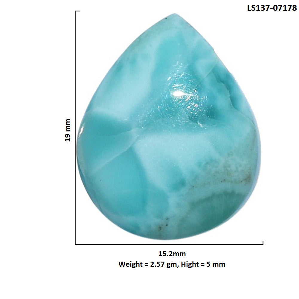 Larimar (Dominican Republic) 15.2x19x5 mm Pear Shape Polished Gemstone LS137-07178