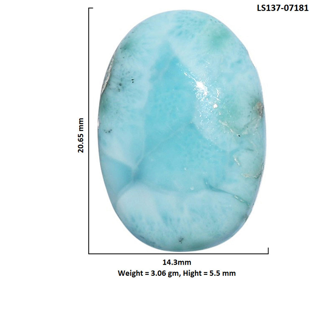 Larimar (Dominican Republic) 14.3x20.65x5.5 mm Oval Shape Polished Gemstone LS137-07181