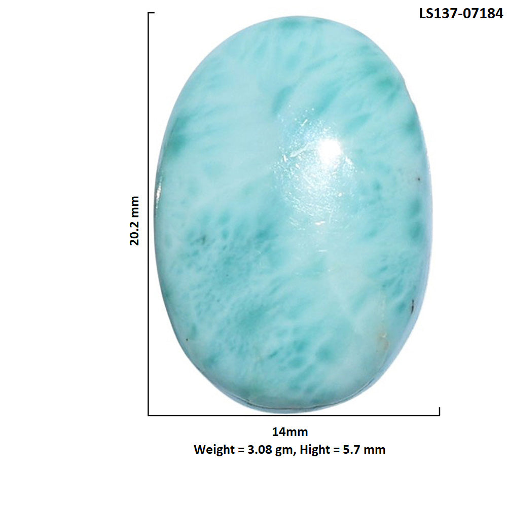 Larimar (Dominican Republic) 14x20.2x5.7 mm Oval Shape Polished Gemstone LS137-07184