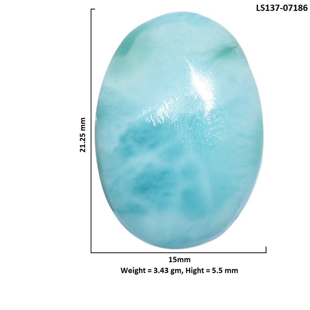 Larimar (Dominican Republic) 15x21.25x5.5 mm Oval Shape Polished Gemstone LS137-07186