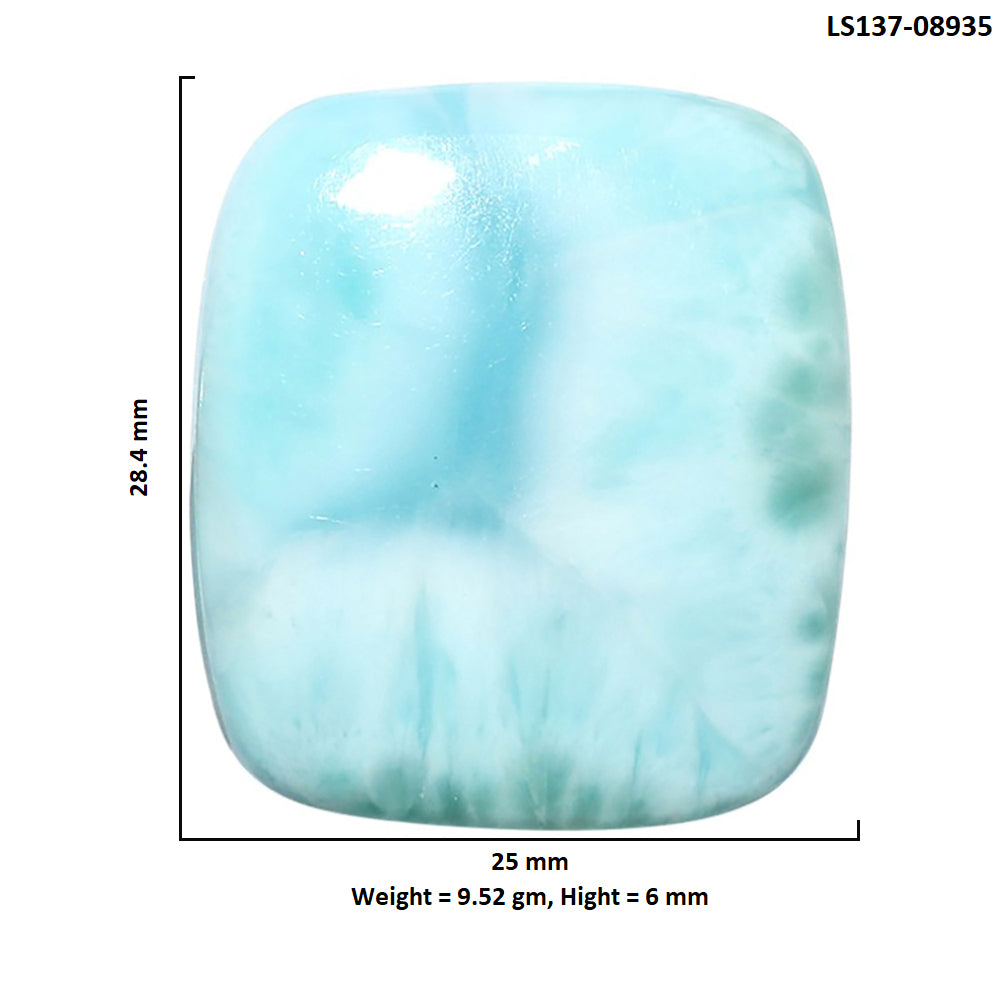 Larimar (Dominican Republic) 25x28.4x6 mm Cushion Shape Polished Gemstone LS137-08935