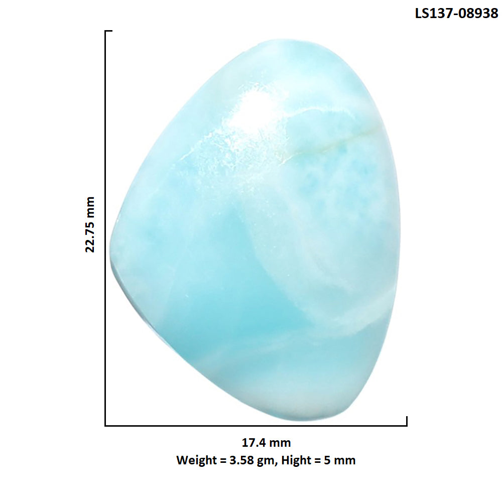 Larimar (Dominican Republic) 17.4x22.75x5 mm Heart Shape Polished Gemstone LS137-08938