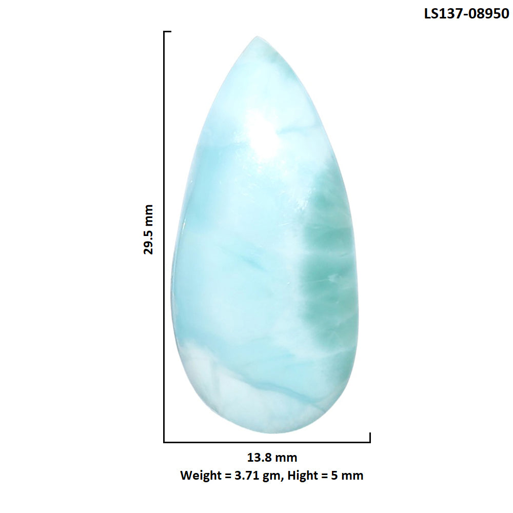 Larimar (Dominican Republic) 13.8x29.5x5 mm Pear Shape Polished Gemstone LS137-08950