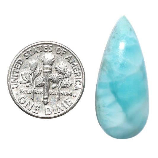 Larimar (Dominican Republic) 12.5x28.5x6.5 mm Pear Shape Polished Gemstone LS137-08953