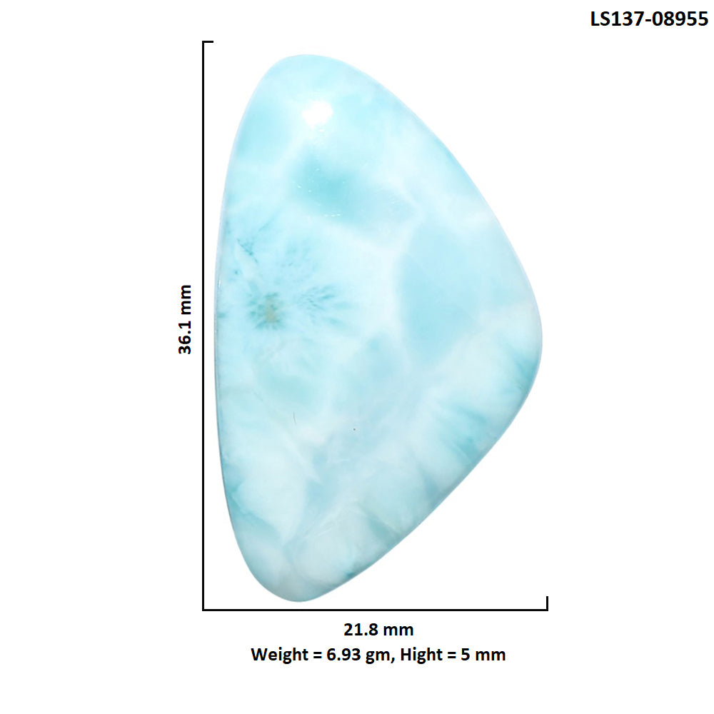 Larimar (Dominican Republic) 21.8x36.1x5 mm Fancy Shape Polished Gemstone LS137-08955