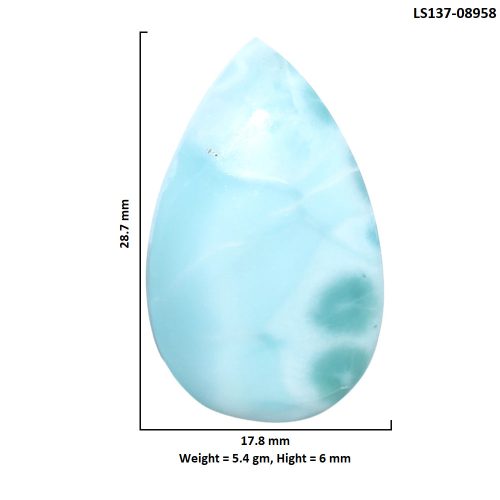 Larimar (Dominican Republic) 17.8x28.7x6 mm Pear Shape Polished Gemstone LS137-08958