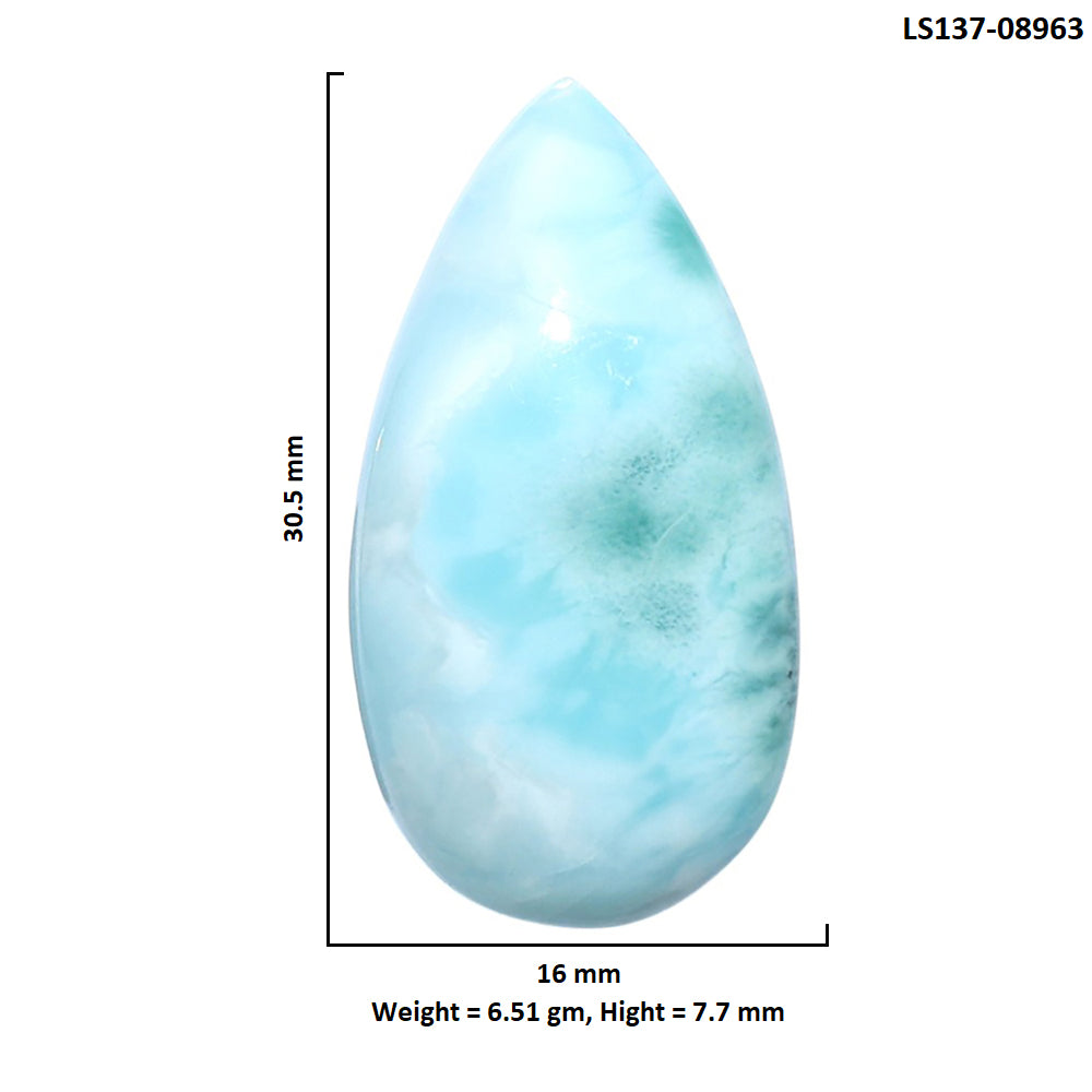 Larimar (Dominican Republic) 16x30.5x7.7 mm Pear Shape Polished Gemstone LS137-08963