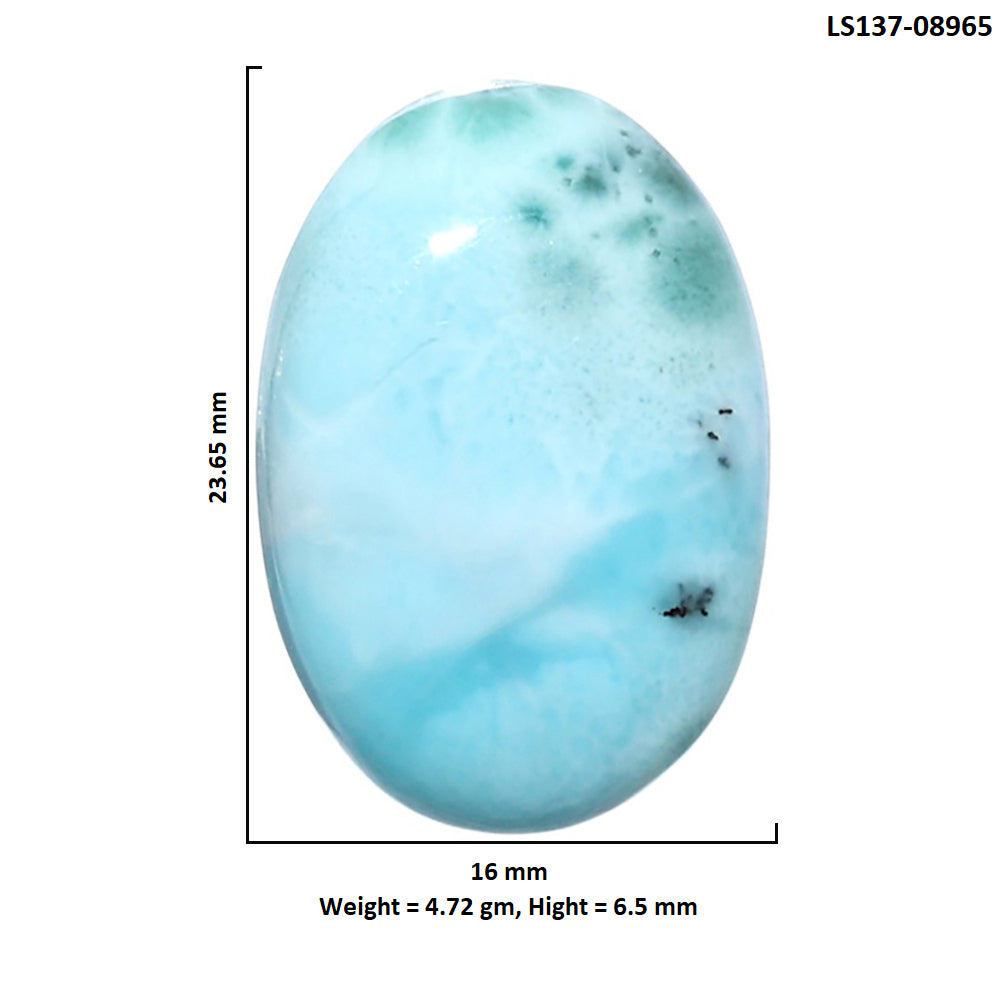 Larimar (Dominican Republic) 16x23.65x6.5 mm Oval Shape Polished Gemstone LS137-08965