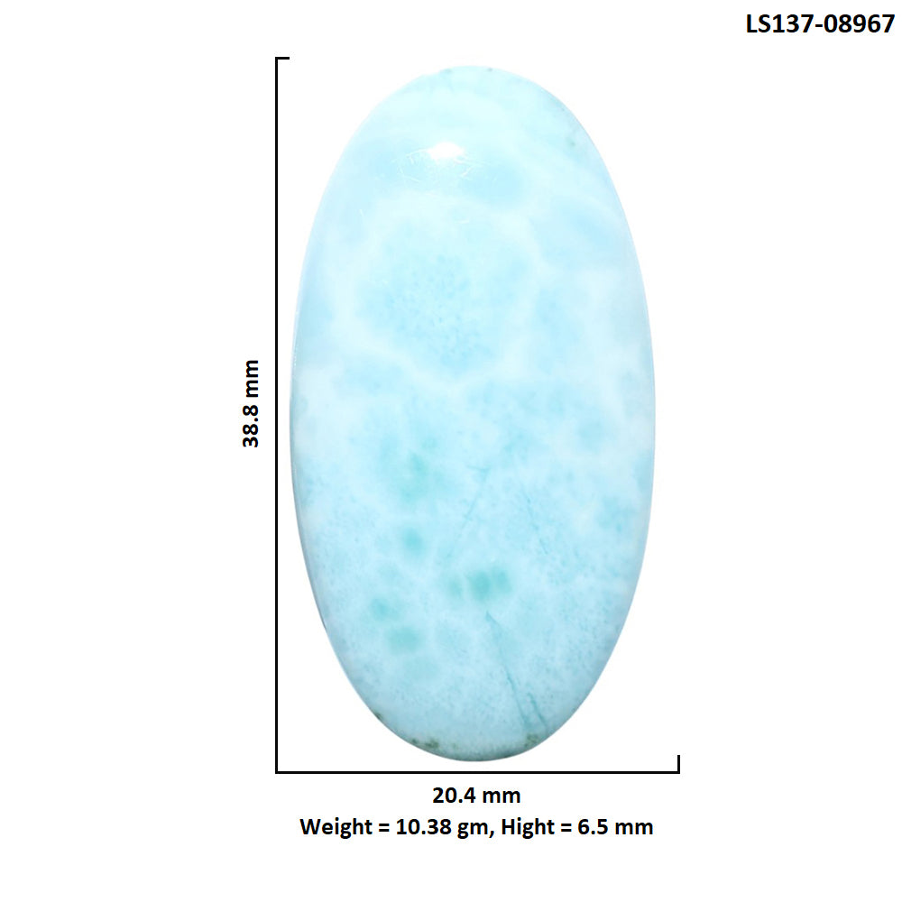 Larimar (Dominican Republic) 20.4x38.8x6.5 mm Oval Shape Polished Gemstone LS137-08967
