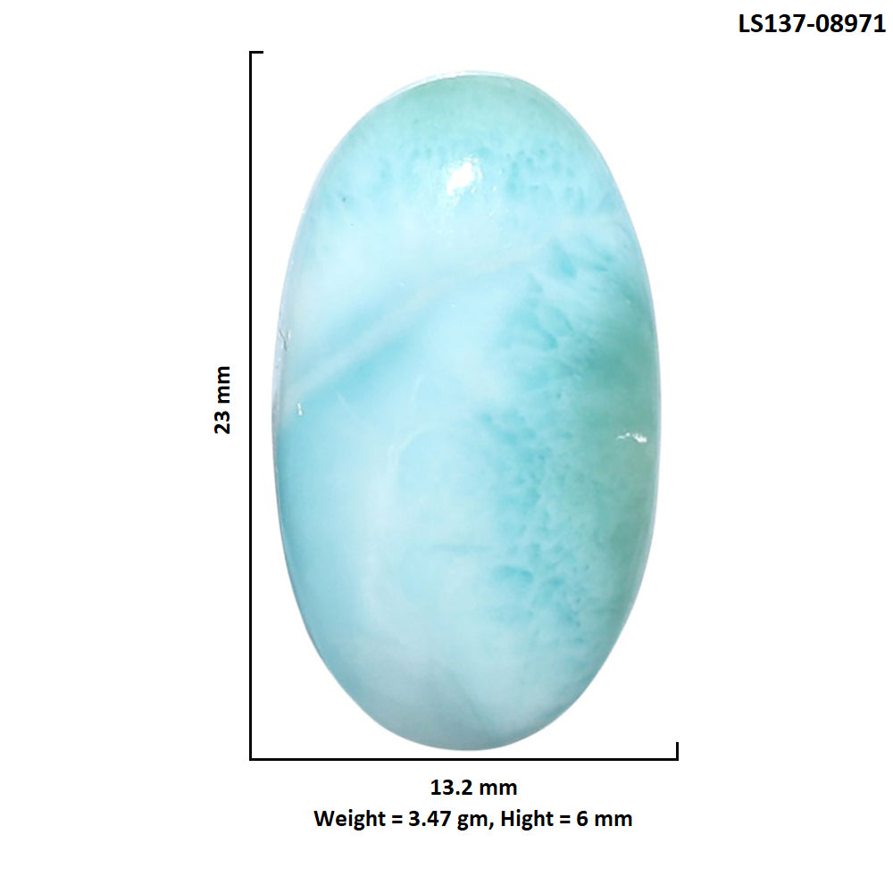 Larimar (Dominican Republic) 13.2x23x6 mm Oval Shape Polished Gemstone LS137-08971