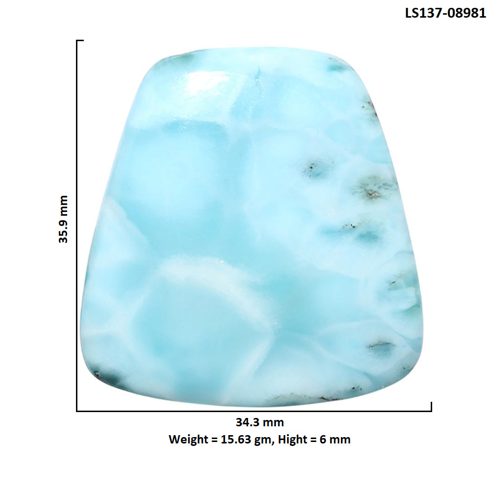 Larimar (Dominican Republic) 34.3x35.9x6 mm Fancy Shape Polished Gemstone LS137-08981