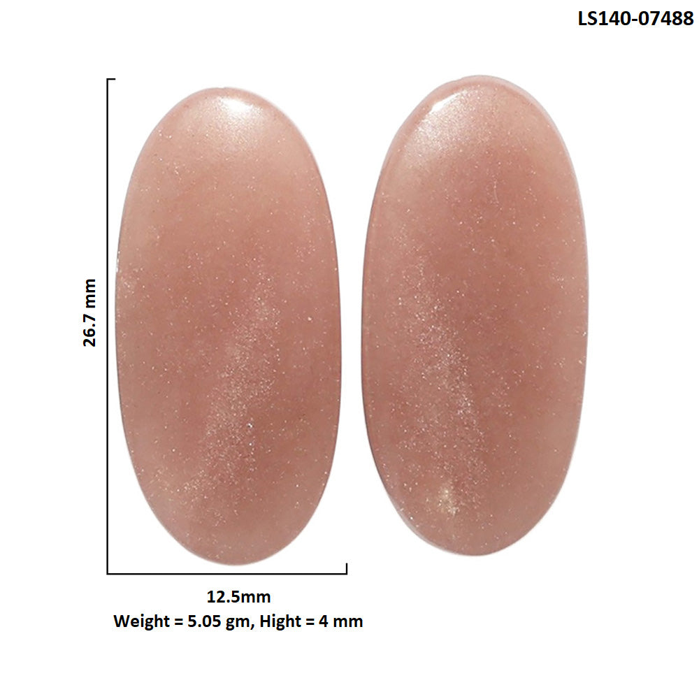 Pink Aventurine Pair 12.5x26.7x4 mm Oval Shape Polished Gemstone LS140-07488