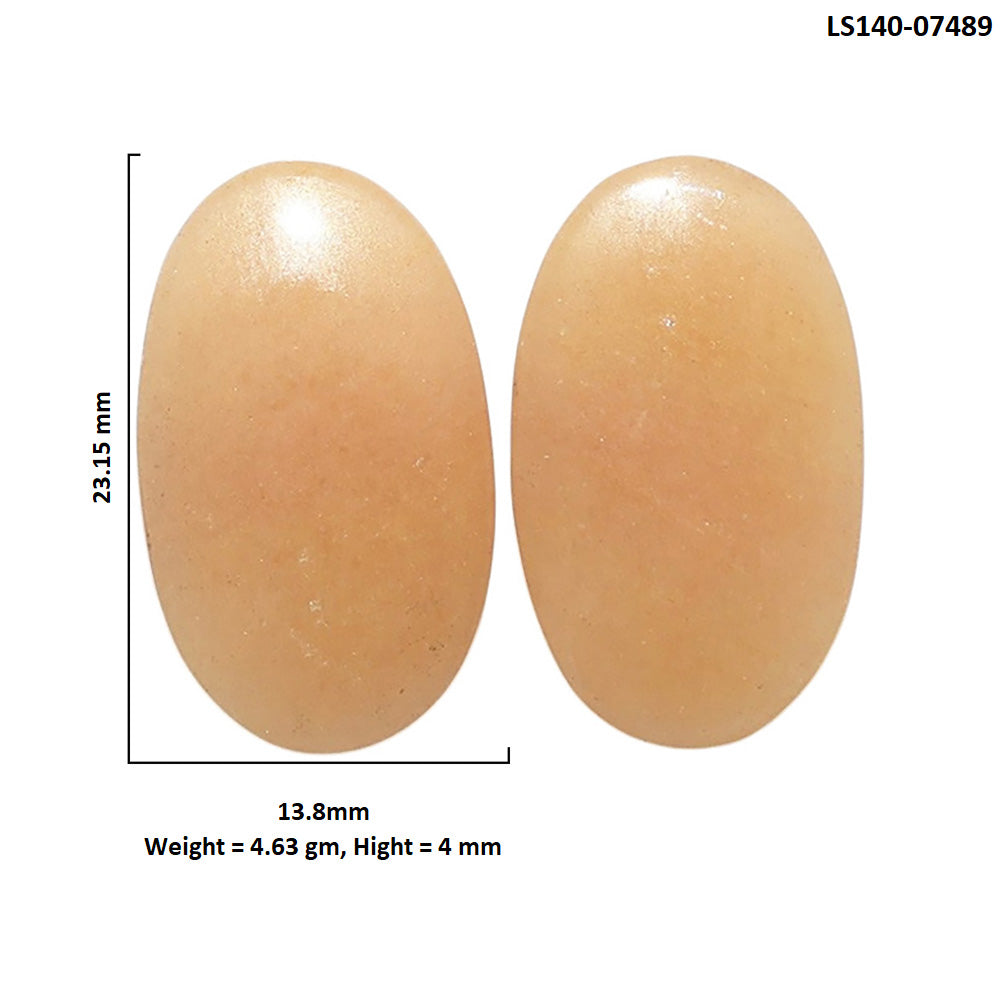 Yellow Aventurine Pair 13.8x23.15x4 mm Oval Shape Polished Gemstone LS140-07489