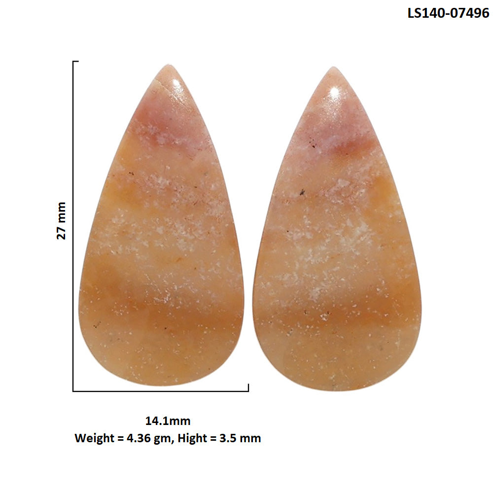 Yellow Aventurine Pair 14.1x27x3.5 mm Pear Shape Polished Gemstone LS140-07496