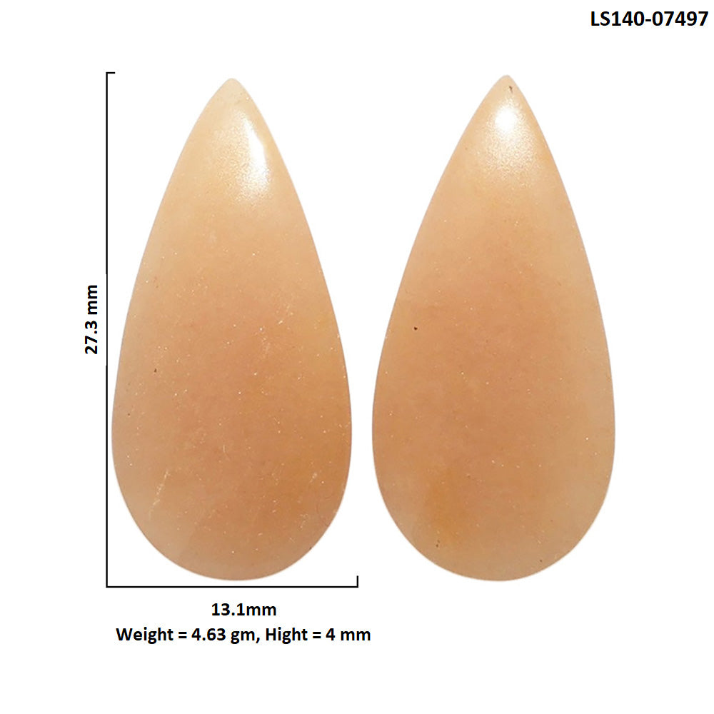 Yellow Aventurine Pair 13.1x27.3x4 mm Pear Shape Polished Gemstone LS140-07497