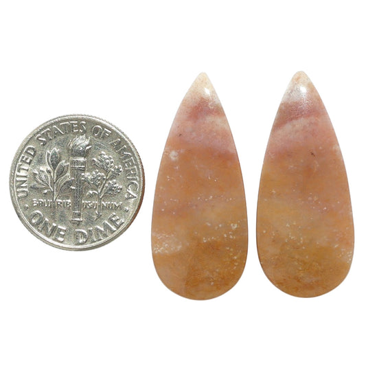 Yellow Aventurine Pair 12.6x29.3x4.3 mm Pear Shape Polished Gemstone LS140-07498