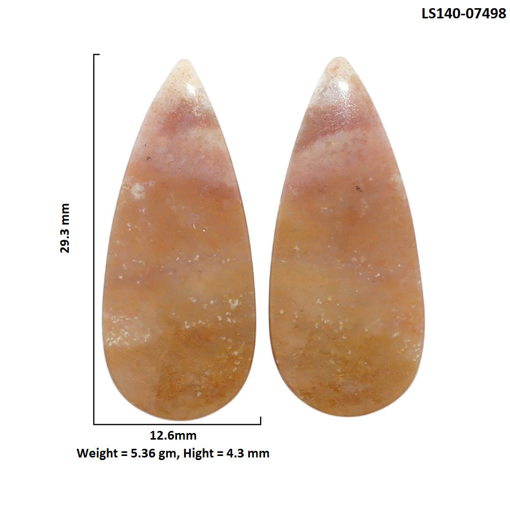 Yellow Aventurine Pair 12.6x29.3x4.3 mm Pear Shape Polished Gemstone LS140-07498