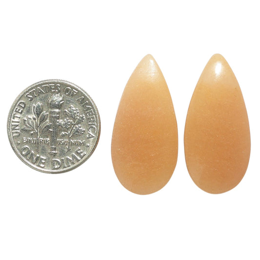 Yellow Aventurine Pair 12.1x26.4x4.7 mm Pear Shape Polished Gemstone LS140-07499