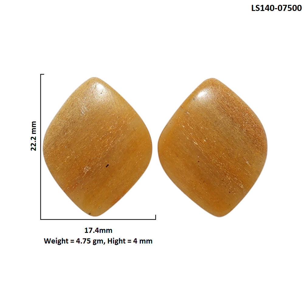 Yellow Aventurine Pair 17.4x22.2x4 mm Fancy Shape Polished Gemstone LS140-07500