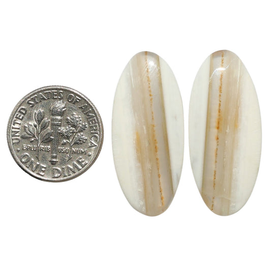 Banded Onyx Pair 13.3x30.1x4.5 mm Oval Shape Polished Gemstone LS143-07655