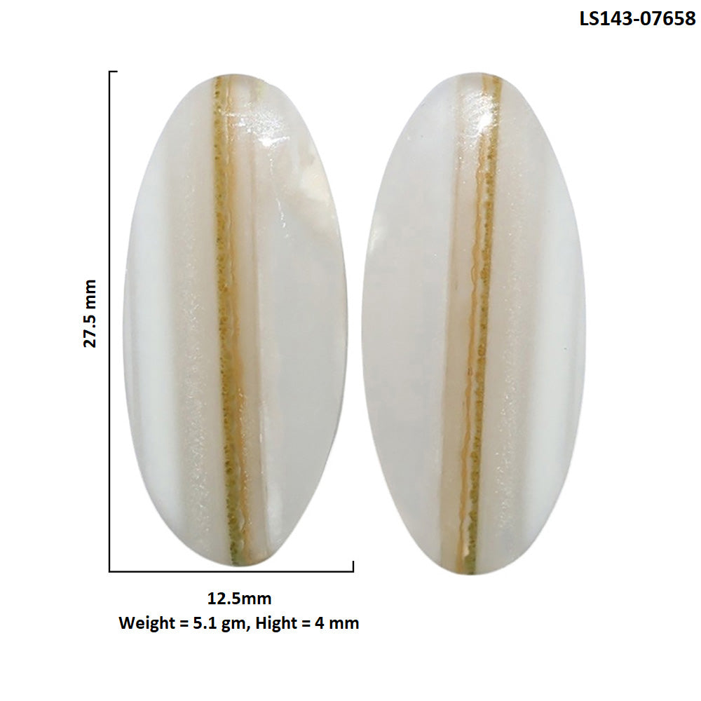 Banded Onyx Pair 12.5x27.5x4 mm Oval Shape Polished Gemstone LS143-07658