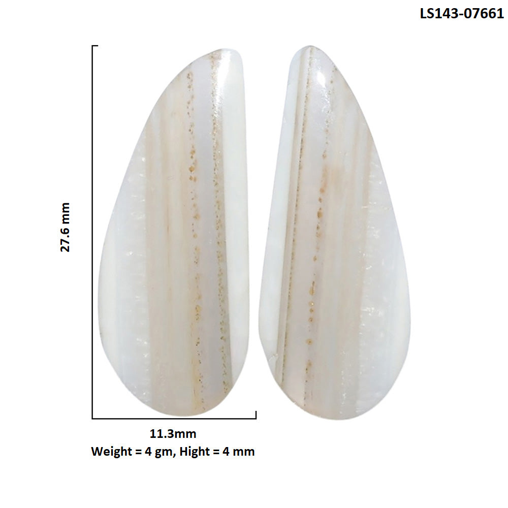 Banded Onyx Pair 11.3x27.6x4 mm Fancy Shape Polished Gemstone LS143-07661