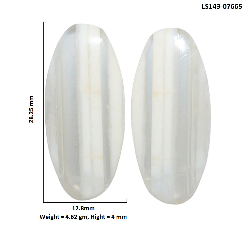 Banded Onyx Pair 12.8x28.25x4 mm Oval Shape Polished Gemstone LS143-07665