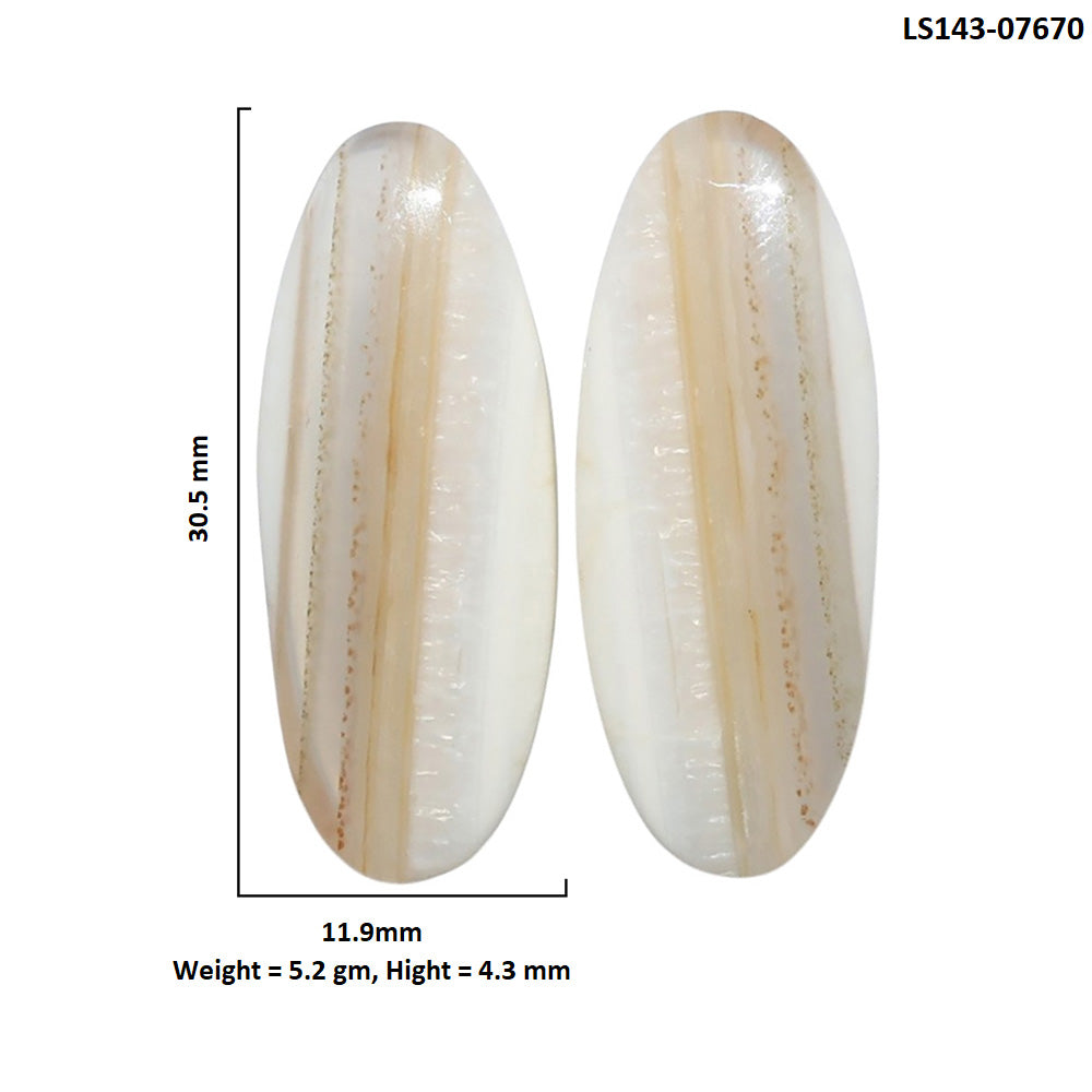 Banded Onyx Pair 11.9x30.5x4.3 mm Oval Shape Polished Gemstone LS143-07670