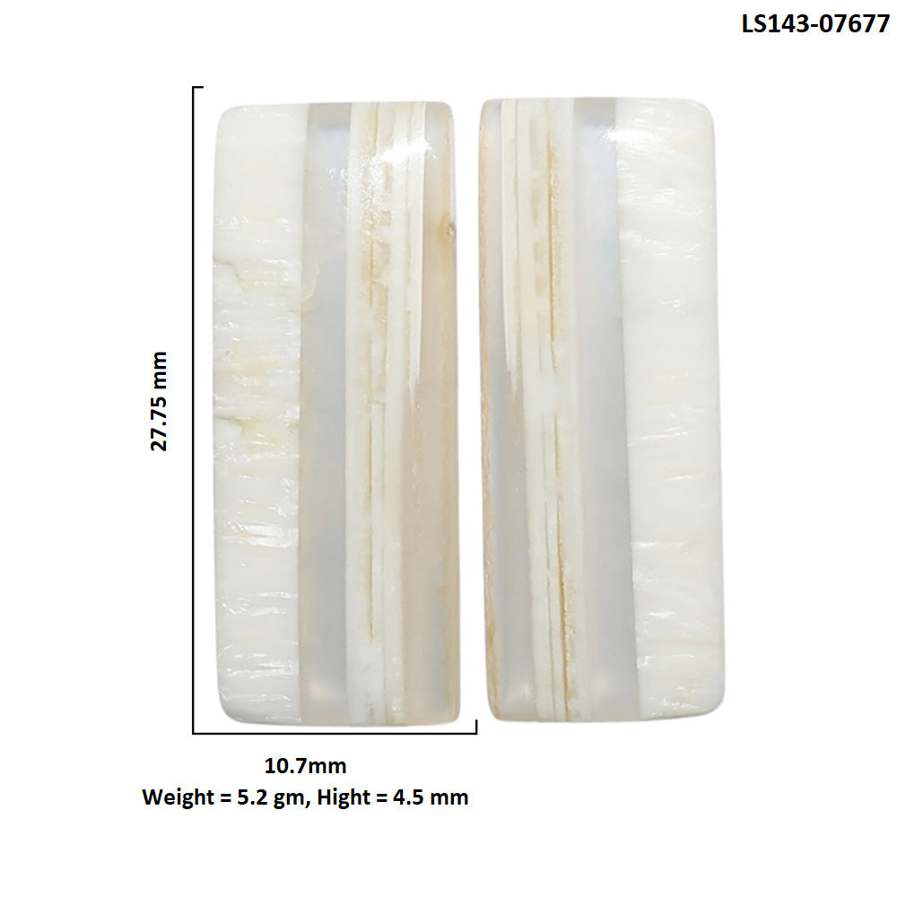 Banded Onyx Pair 10.7x27.75x4.5 mm Baguette Shape Polished Gemstone LS143-07677