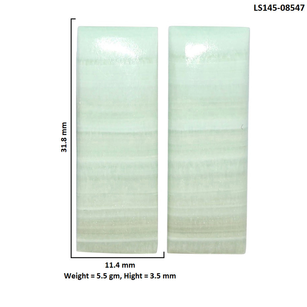 Saturn Chalcedony Pair 11.4x31.8x3.5 mm Baguette Shape Polished Gemstone LS145-08547