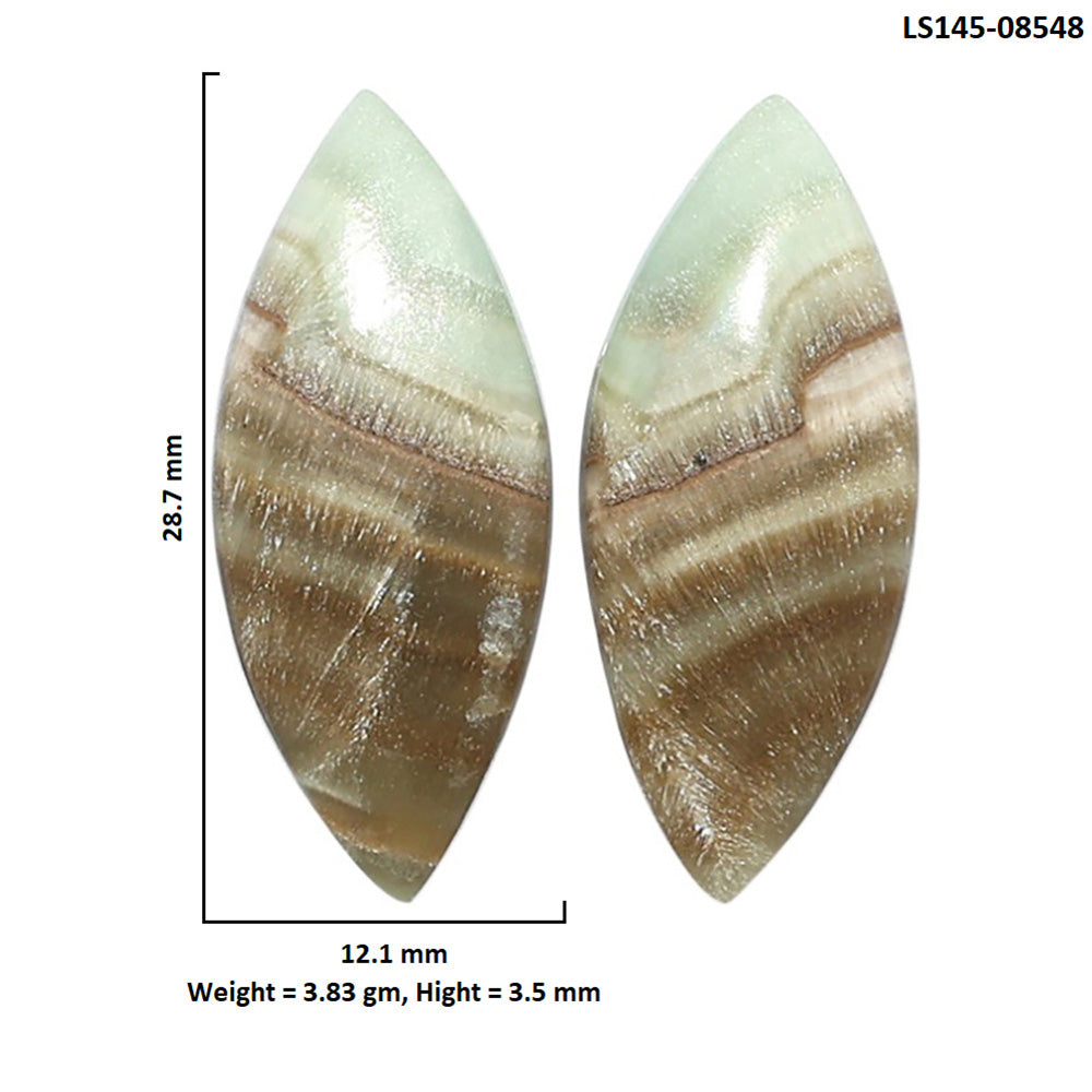 Saturn Chalcedony Pair 12.1x28.7x3.5 mm Marquise Shape Polished Gemstone LS145-08548