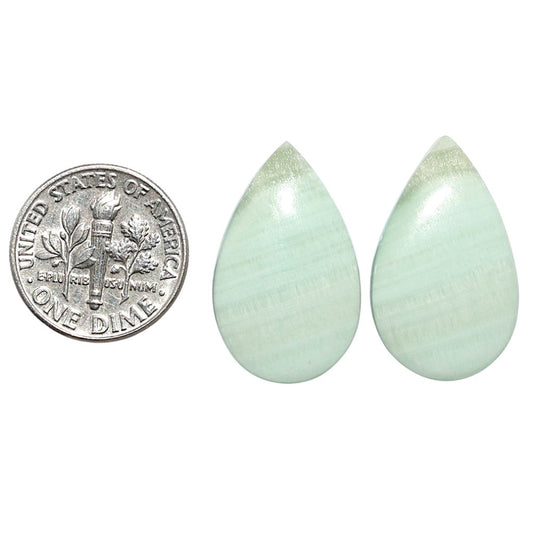 Saturn Chalcedony Pair 14.8x24.3x3.7 mm Pear Shape Polished Gemstone LS145-08550
