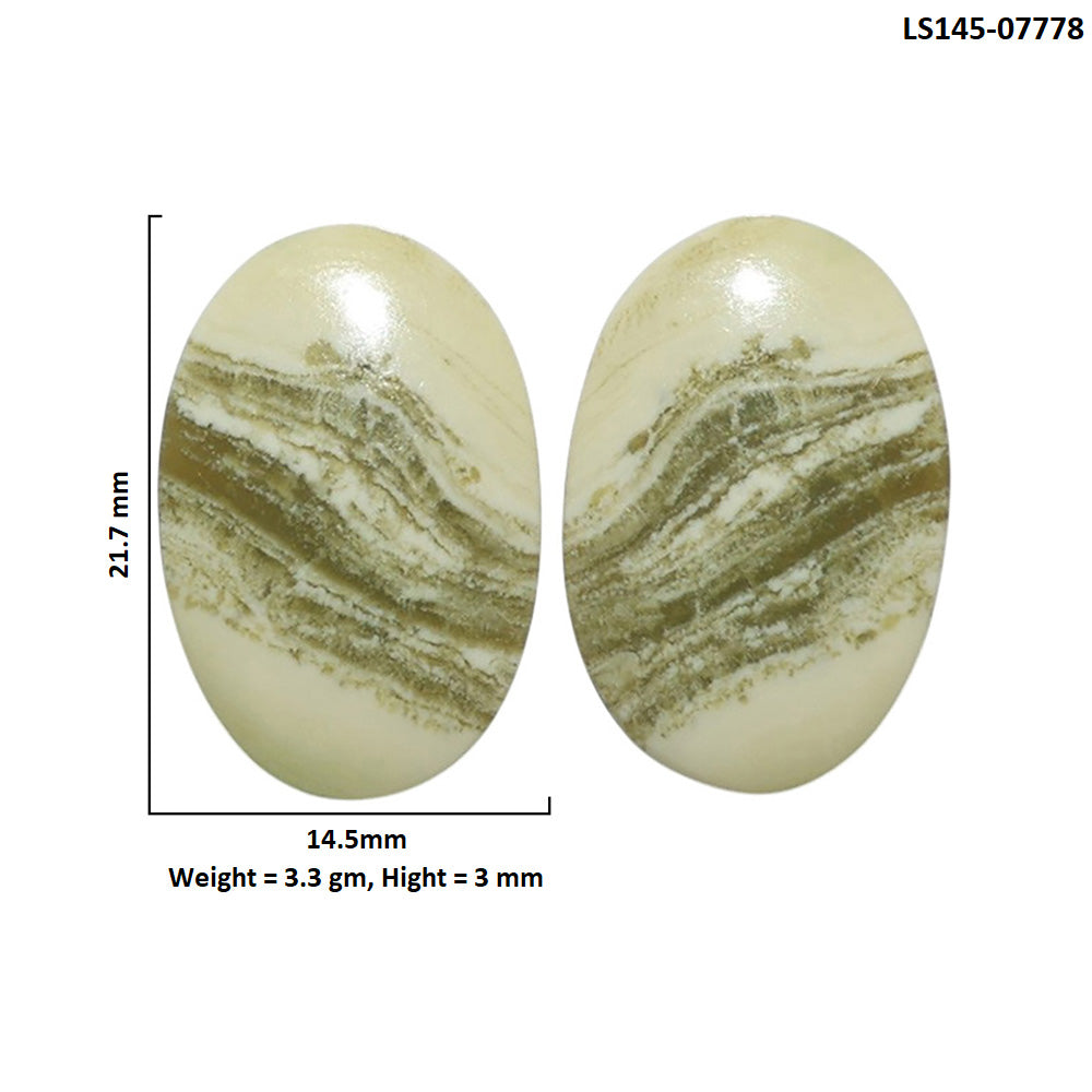 Serpentine Pair 14.5x21.7x3 mm Oval Shape Polished Gemstone LS148-07778