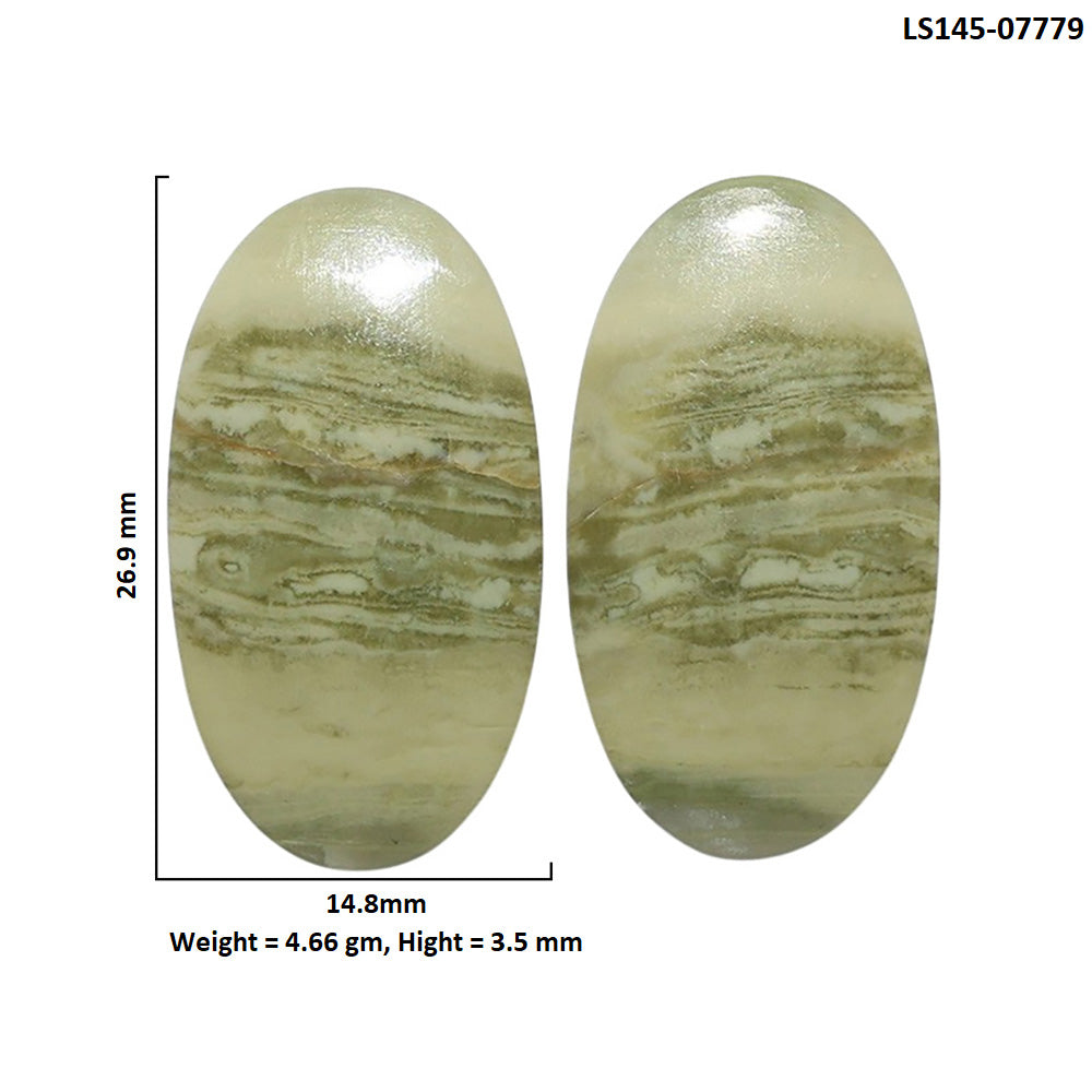 Serpentine Pair 14.8x26.9x3.5 mm Oval Shape Polished Gemstone LS148-07779