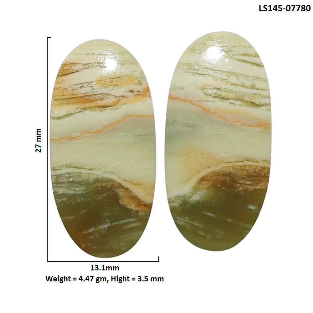 Serpentine Pair 13.1x27x3.5 mm Oval Shape Polished Gemstone LS148-07780