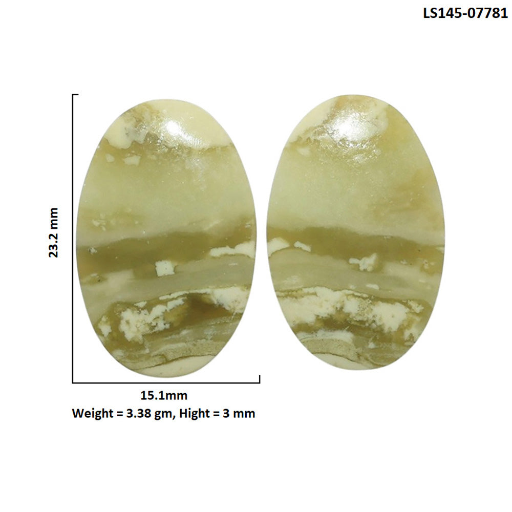 Serpentine Pair 15.1x23.2x3 mm Oval Shape Polished Gemstone LS148-07781