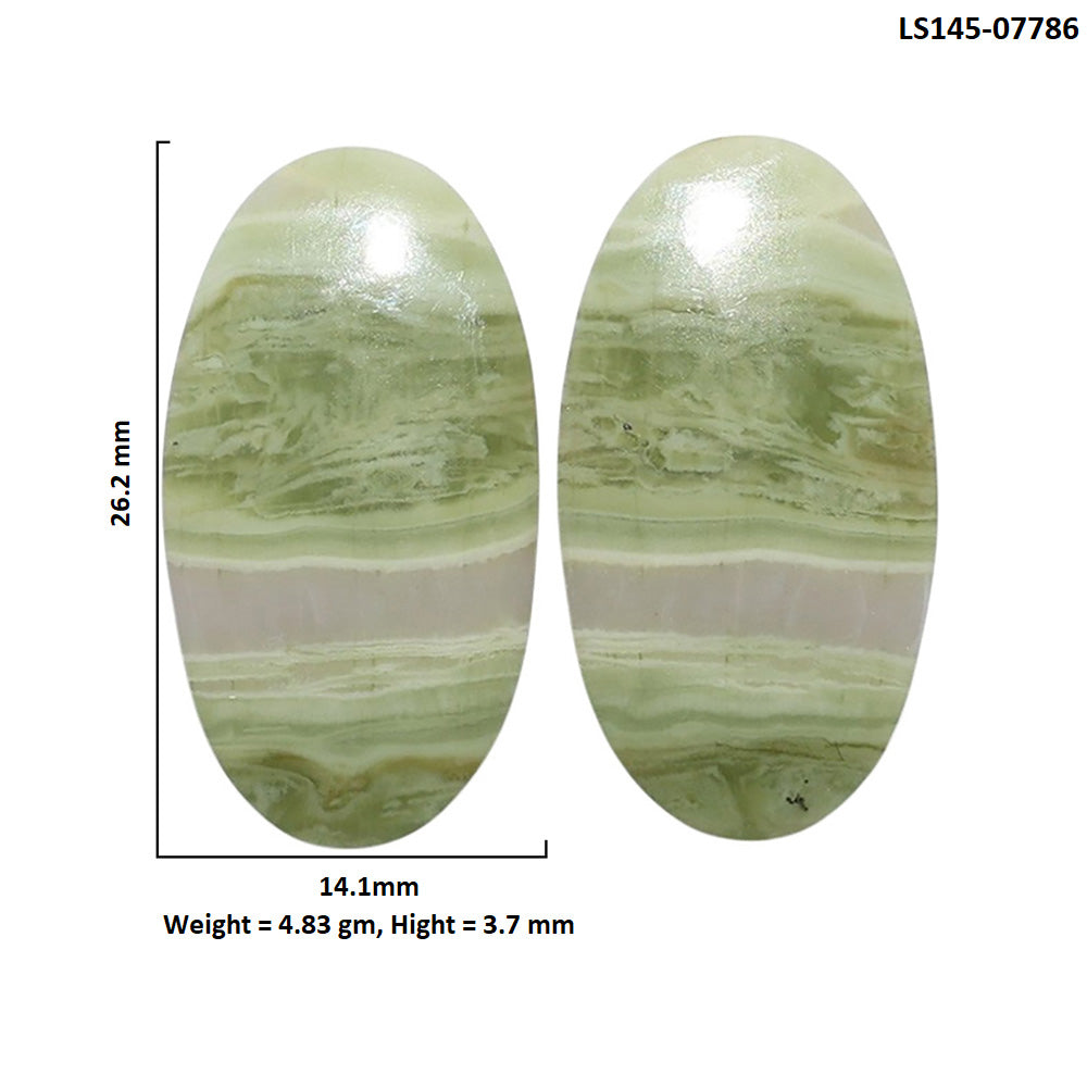 Serpentine Pair 14.1x26.2x3.7 mm Oval Shape Polished Gemstone LS148-07786