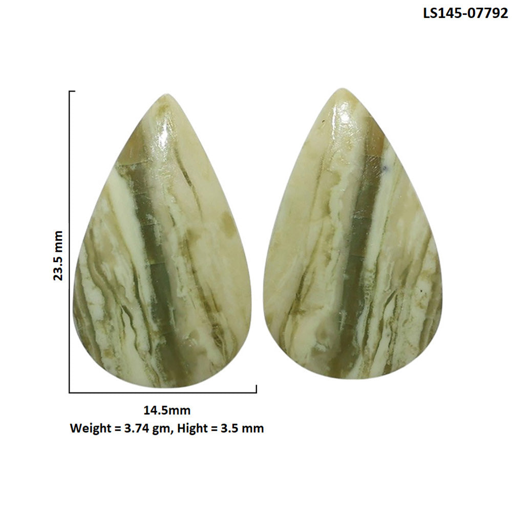 Serpentine Pair 14.5x23.5x3.5 mm Pear Shape Polished Gemstone LS148-07792