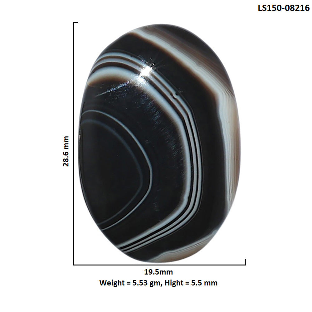 Black Botswana Agate 19.5x28.6x5.5 mm Oval Shape Polished Gemstone LS150-08216