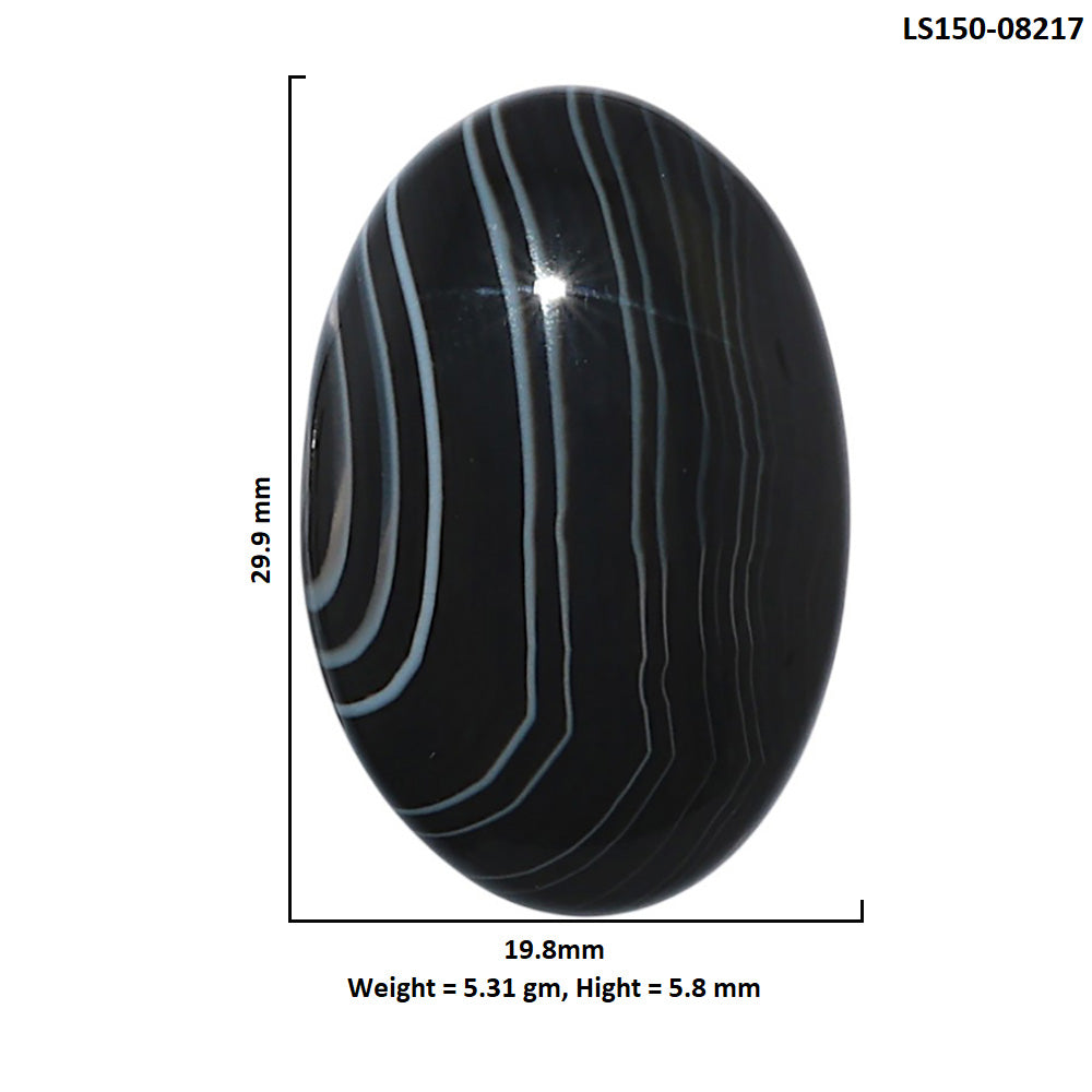 Black Botswana Agate 19.8x29.9x5.8 mm Oval Shape Polished Gemstone LS150-08217