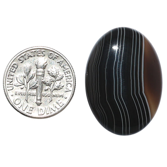 Black Botswana Agate 19x26.7x5 mm Oval Shape Polished Gemstone LS150-08218