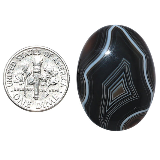 Black Botswana Agate 21.3x28.5x5.4 mm Oval Shape Polished Gemstone LS150-08219
