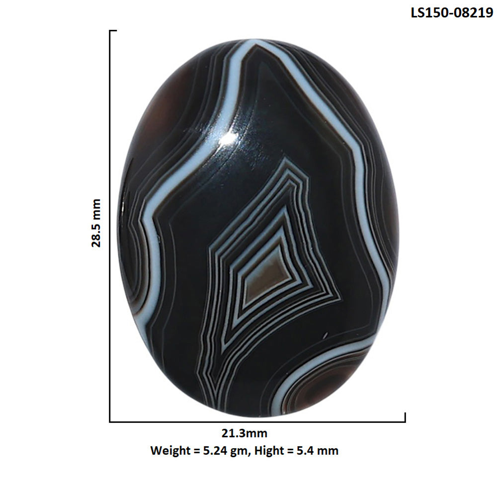 Black Botswana Agate 21.3x28.5x5.4 mm Oval Shape Polished Gemstone LS150-08219
