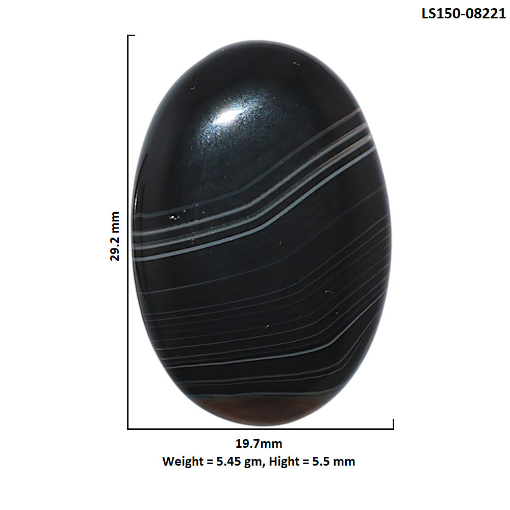 Black Botswana Agate 19.7x29.2x5.5 mm Oval Shape Polished Gemstone LS150-08221
