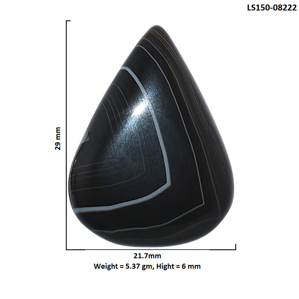 Black Botswana Agate 21.7x29x6 mm Pear Shape Polished Gemstone LS150-08222
