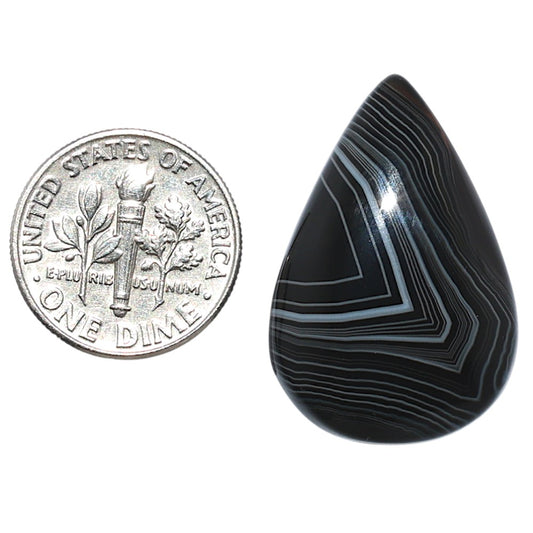 Black Botswana Agate 19.1x28.5x6.5 mm Pear Shape Polished Gemstone LS150-08223