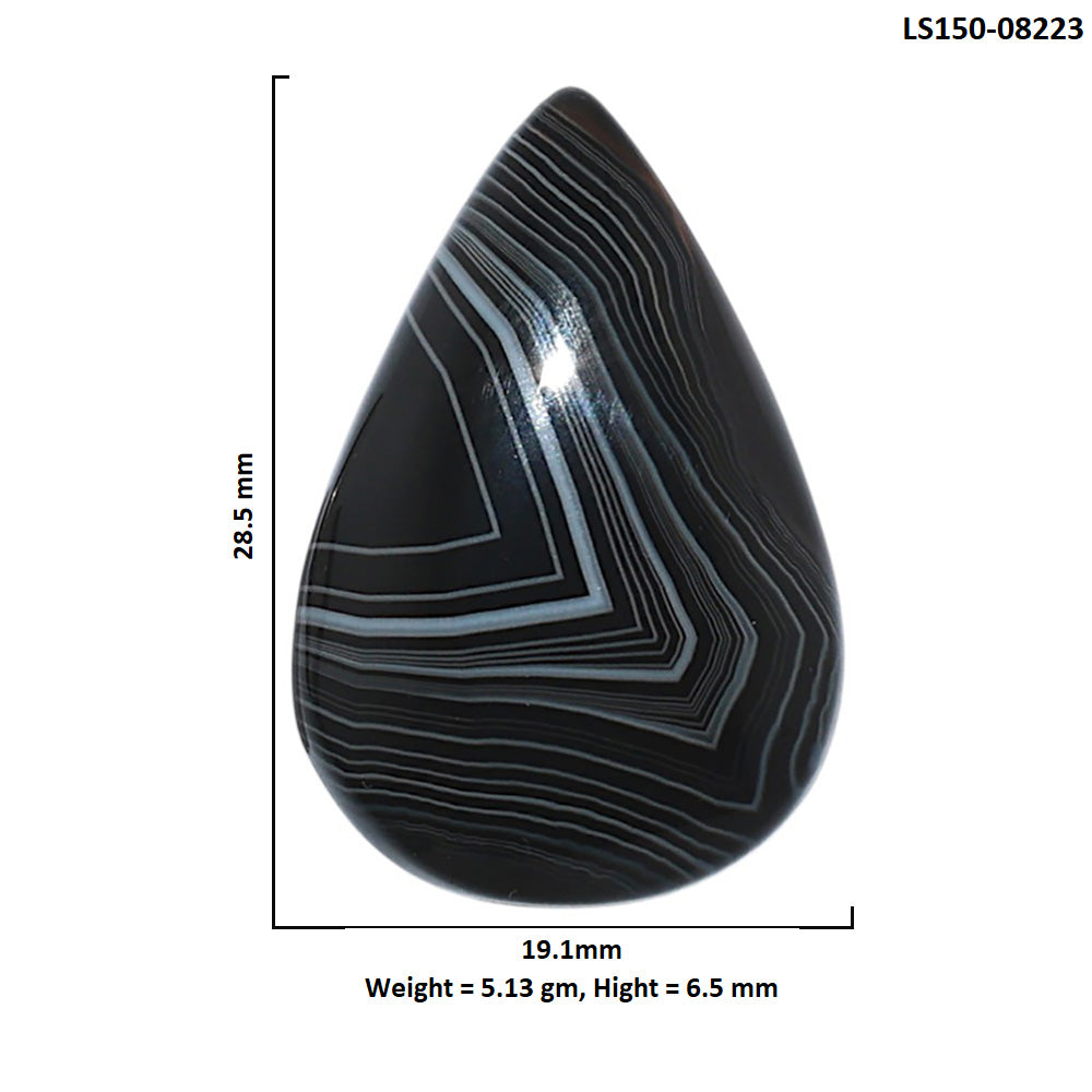 Black Botswana Agate 19.1x28.5x6.5 mm Pear Shape Polished Gemstone LS150-08223