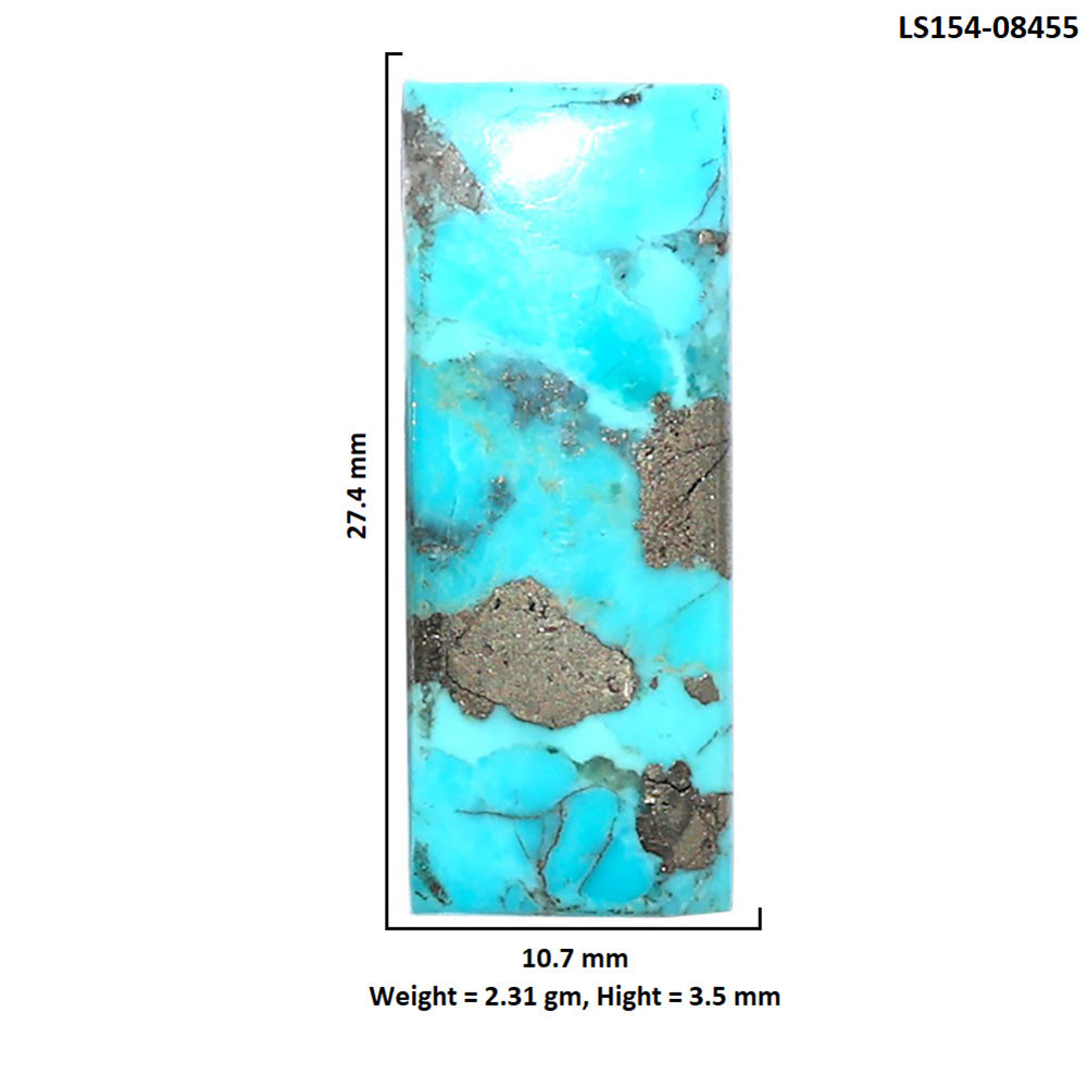 Kingman Turquoise With Pyrite 10.7x27.4x3.5 mm Baguette Shape Polished Gemstone LS154-08455