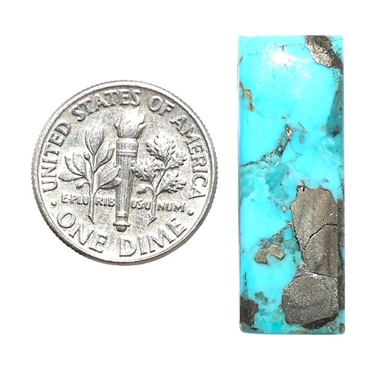 Kingman Turquoise With Pyrite 10.3x28.65x3.3 mm Baguette Shape Polished Gemstone LS154-08456